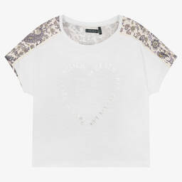 IKKS-Girls White Paisley Print T-Shirt  | Childrensalon Outlet