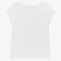 IKKS-Girls White Peace Sign T-Shirt | Childrensalon Outlet
