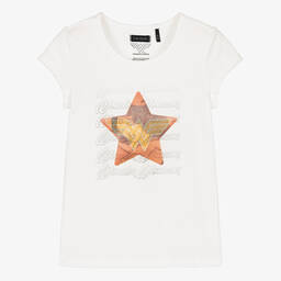 IKKS-Girls White Wonder Woman T-Shirt | Childrensalon Outlet