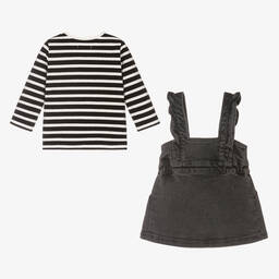 IKKS-Серый топ и джинсовый сарафан | Childrensalon Outlet