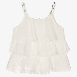 IKKS-Ivory Cotton Broderie Anglaise Top | Childrensalon Outlet