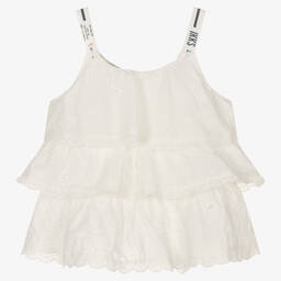 IKKS-Ivory Cotton Broderie Anglaise Top | Childrensalon Outlet