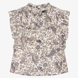 IKKS-Ivory & Purple Paisley Blouse | Childrensalon Outlet