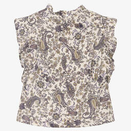 IKKS-Ivory & Purple Paisley Blouse | Childrensalon Outlet