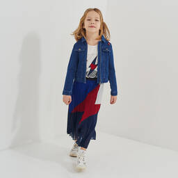 IKKS-Long Blue & Red Chiffon Skirt | Childrensalon Outlet