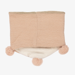 IKKS-Pink Pom-Pom Knitted Snood | Childrensalon Outlet