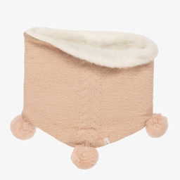 IKKS-Pink Pom-Pom Knitted Snood | Childrensalon Outlet
