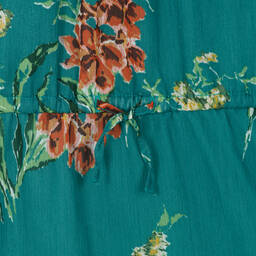 IKKS-Teal Blue Floral Chiffon Dress | Childrensalon Outlet
