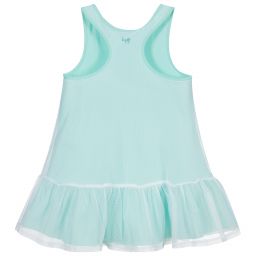 إيل غوفو-فستان شبك لون أخضر أكوا وأبيض | Childrensalon Outlet