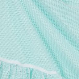 إيل غوفو-فستان شبك لون أخضر أكوا وأبيض | Childrensalon Outlet