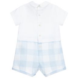 Il Gufo-تبّان أطفال ولادي كتان لون أزرق وأبيض | Childrensalon Outlet