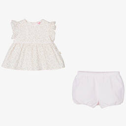 Il Gufo-Baby Girls Pink Floral Shorts Set | Childrensalon Outlet