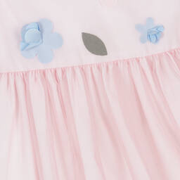 Il Gufo-Baby Girls Pink Floral Tulle Dress | Childrensalon Outlet