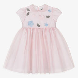 Il Gufo-Baby Girls Pink Floral Tulle Dress | Childrensalon Outlet