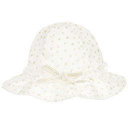 Il Gufo-Baby Girls White & Gold Hat | Childrensalon Outlet