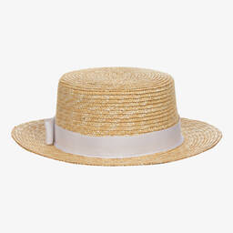 Il Gufo-Beige & White Straw Hat | Childrensalon Outlet