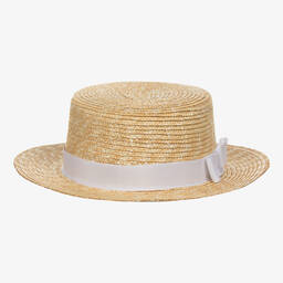 Il Gufo-Beige & White Straw Hat | Childrensalon Outlet