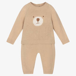 إيل غوفو-طقم بنطلون صوف مارينو محبوك لون بيج للأطفال | Childrensalon Outlet