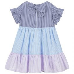 Il Gufo-Голубое хлопковое платье в полоску | Childrensalon Outlet