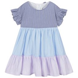 Il Gufo-Голубое хлопковое платье в полоску | Childrensalon Outlet