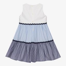 Il Gufo-Blue Striped Cotton Dress | Childrensalon Outlet