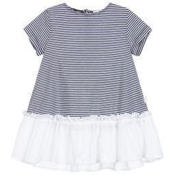 Il Gufo-Blue & White Striped Dress | Childrensalon Outlet
