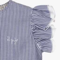 Il Gufo-فستان قطن مقلم لون أزرق وأبيض | Childrensalon Outlet