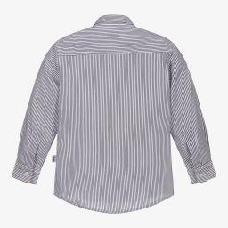 Il Gufo-قميص قطن مقلم لون كحلي وأبيض للأولاد | Childrensalon Outlet