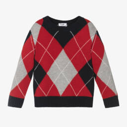 Il Gufo-Boys Argyle Wool Knit Jumper | Childrensalon Outlet