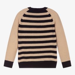 Il Gufo-Бежево-синий шерстяной свитер для мальчиков | Childrensalon Outlet