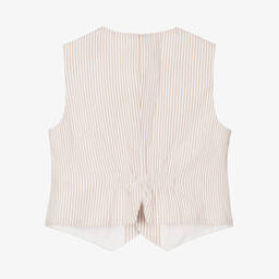 Il Gufo-Boys Beige Cotton Pinstripe Waistcoat | Childrensalon Outlet