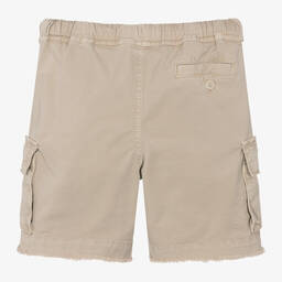 Il Gufo-Boys Beige Cotton Twill Cargo Shorts  | Childrensalon Outlet