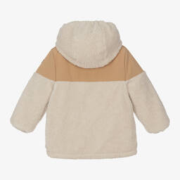 Il Gufo-معطف هودي فليس وكانفاس لون عاجي وبيج للأولاد | Childrensalon Outlet
