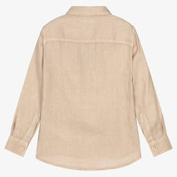 Il Gufo-Boys Beige Linen Long Sleeved Shirt | Childrensalon Outlet