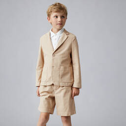 Il Gufo-Boys Beige Linen Shorts | Childrensalon Outlet