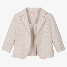 Il Gufo-Бежевый хлопковый блейзер в полоску | Childrensalon Outlet