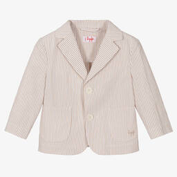 Il Gufo-Бежевый хлопковый блейзер в полоску | Childrensalon Outlet