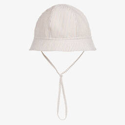 Il Gufo-Boys Beige Striped Cotton Hat | Childrensalon Outlet