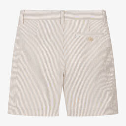 Il Gufo-Boys Beige Striped Seersucker Shorts | Childrensalon Outlet