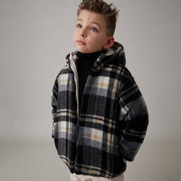 Il Gufo-Boys Black & Beige Checked Jacket | Childrensalon Outlet