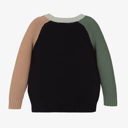 Il Gufo-Boys Blue Colourblock Cotton Knit Jumper | Childrensalon Outlet