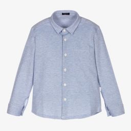 Il Gufo-Boys Blue Cotton Shirt | Childrensalon Outlet