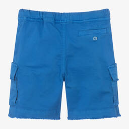Il Gufo-Boys Blue Cotton Twill Cargo Shorts  | Childrensalon Outlet