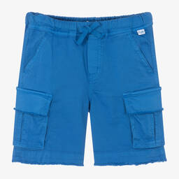 Il Gufo-Boys Blue Cotton Twill Cargo Shorts  | Childrensalon Outlet