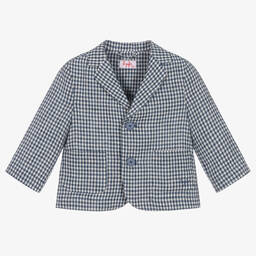Il Gufo-Синий льняной блейзер с мелкую клетку | Childrensalon Outlet