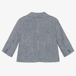 Il Gufo-Синий льняной блейзер с мелкую клетку | Childrensalon Outlet