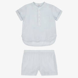 Il Gufo-طقم صيفي أزرق من الكتان للأولاد | Childrensalon Outlet