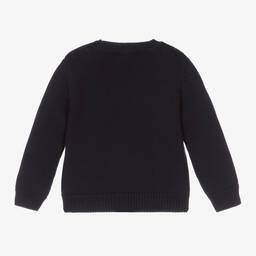 Il Gufo-Синий вязаный свитер из органического хлопка | Childrensalon Outlet