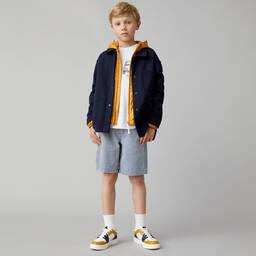 Il Gufo-Boys Blue Stripe Cotton Shorts | Childrensalon Outlet
