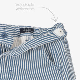 Il Gufo-Boys Blue Stripe Cotton Shorts | Childrensalon Outlet